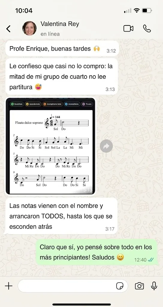 Mensaje de un maestro sobre los alumnos que no leen partitura